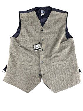 Bruno Blues Mens Beige Herringbone Vest Size M NWT